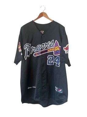 Majestic Cooperstown Collection Atlanta Braves Deion Sanders #24 Baseball Jersey